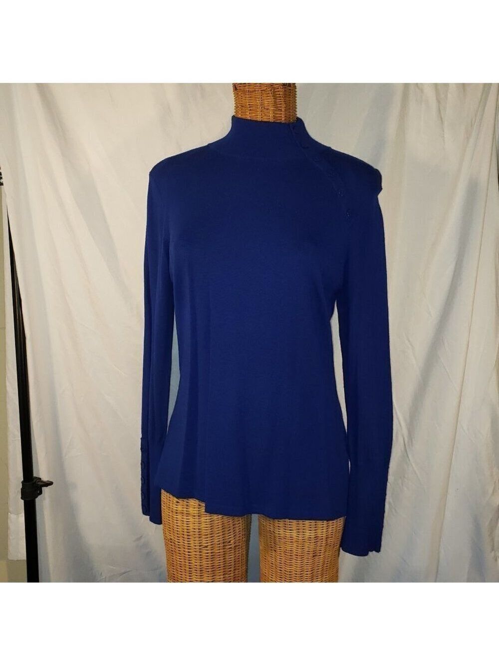 Ladies Vintage JANA Mock Turtleneck Sweater in Blue - L